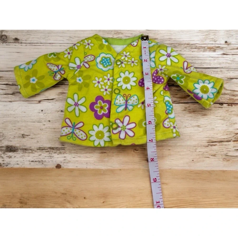 Lime Green Flower & Butterfly Doll Pajamas With Bunny Slippers Fits 18